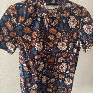 Topman Blue and Brown Floral Casual Shirt